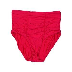 Becca Vintage Cut Shirred High Waist Bikini Bottom Raspberry Size S